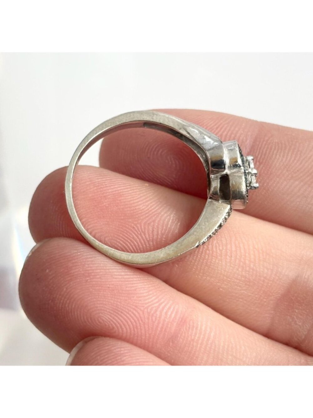 Bypass Shank Heart Shaped CZ Gemstone Sterling Silver 925 Vintage Ring - sz 9.75 - Picture 10 of 14